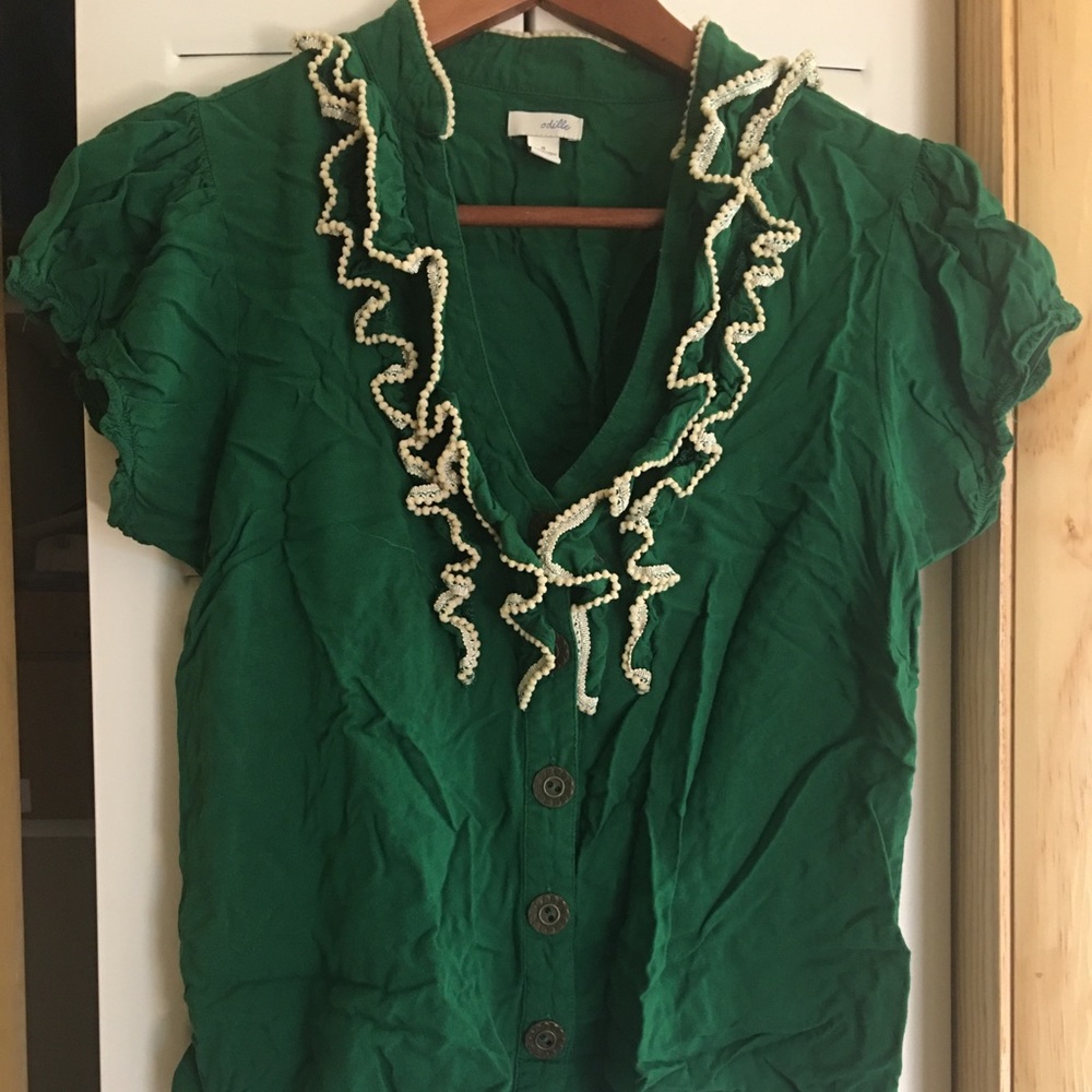 Beautiful Green Vintage Anthropologie Blouse